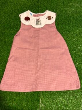 KREWE Gingham Sleeveless Dress with White Scalloped Collar